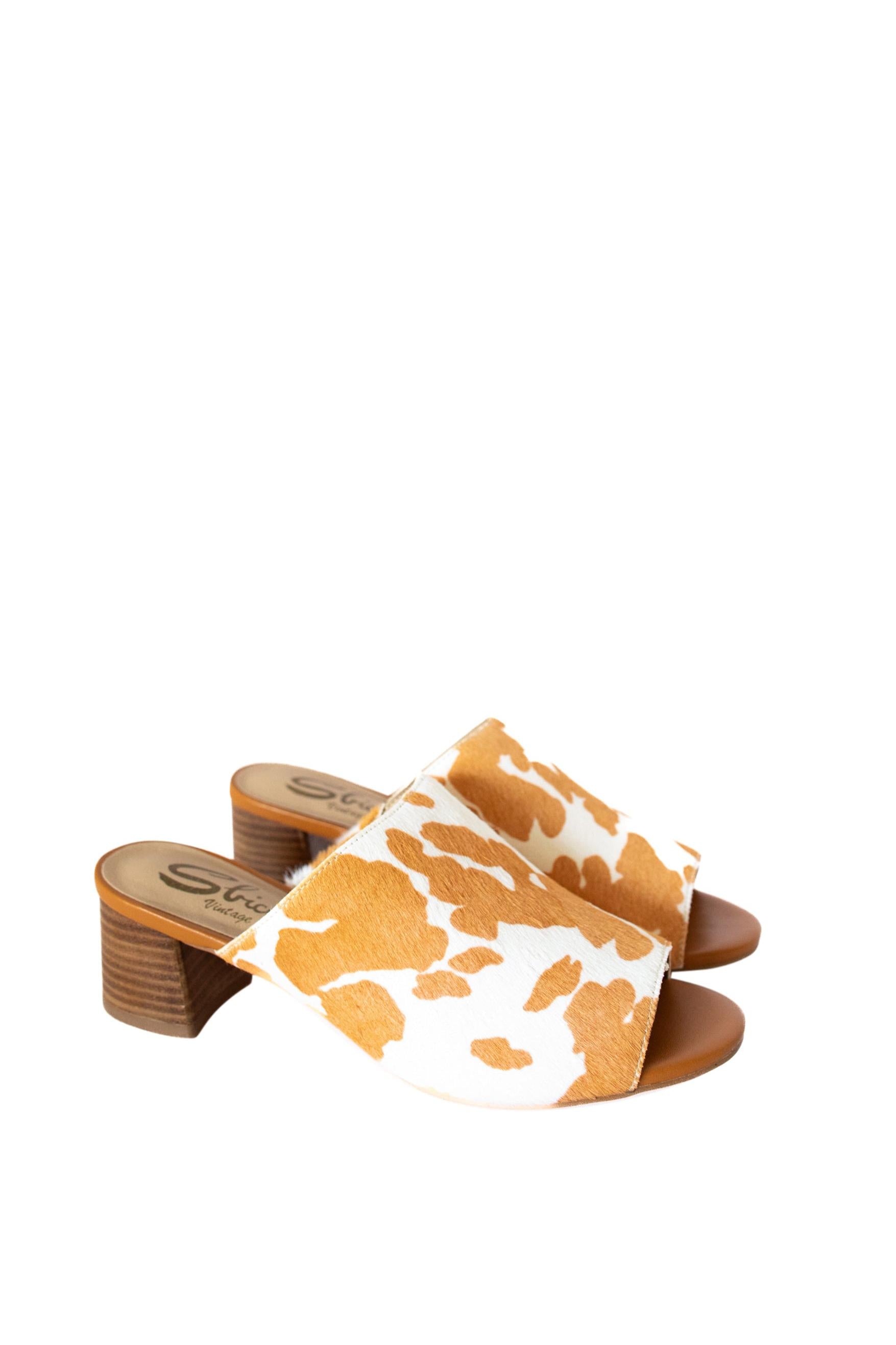 Richwood Peeptoe Tan and White Cowhide Slide
