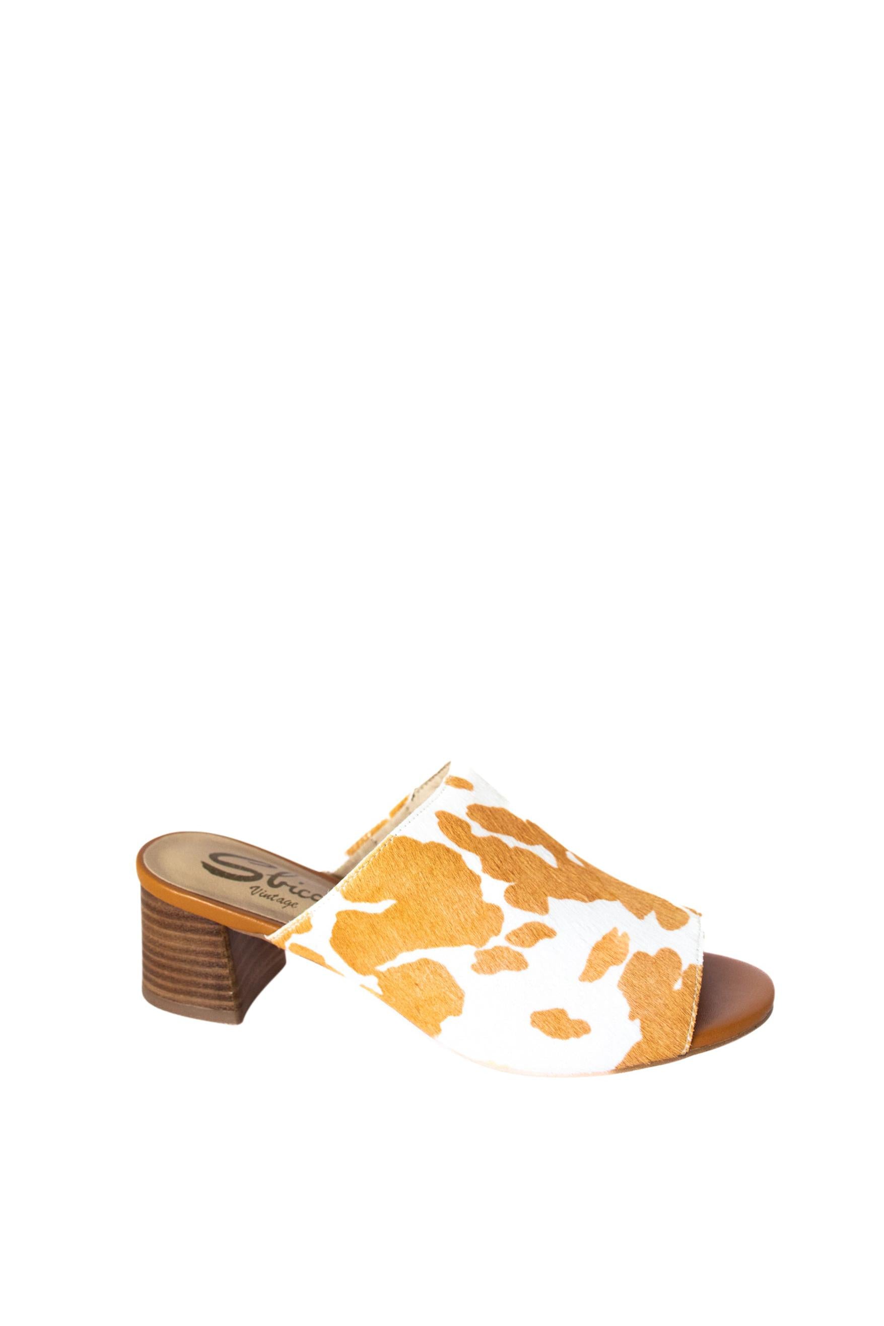 Richwood Peeptoe Tan and White Cowhide Slide