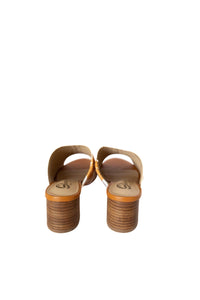 Richwood Peeptoe Tan and White Cowhide Slide
