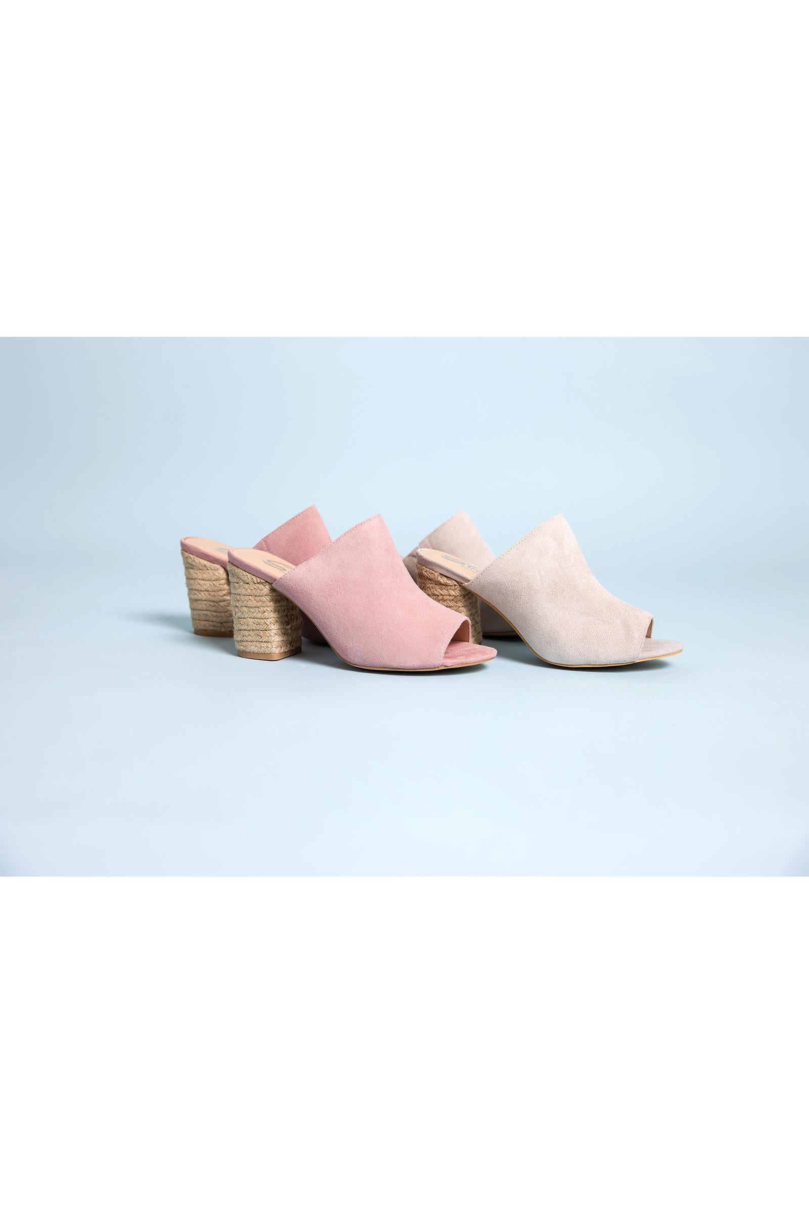 Helena Heeled Sandal in Blush Suede