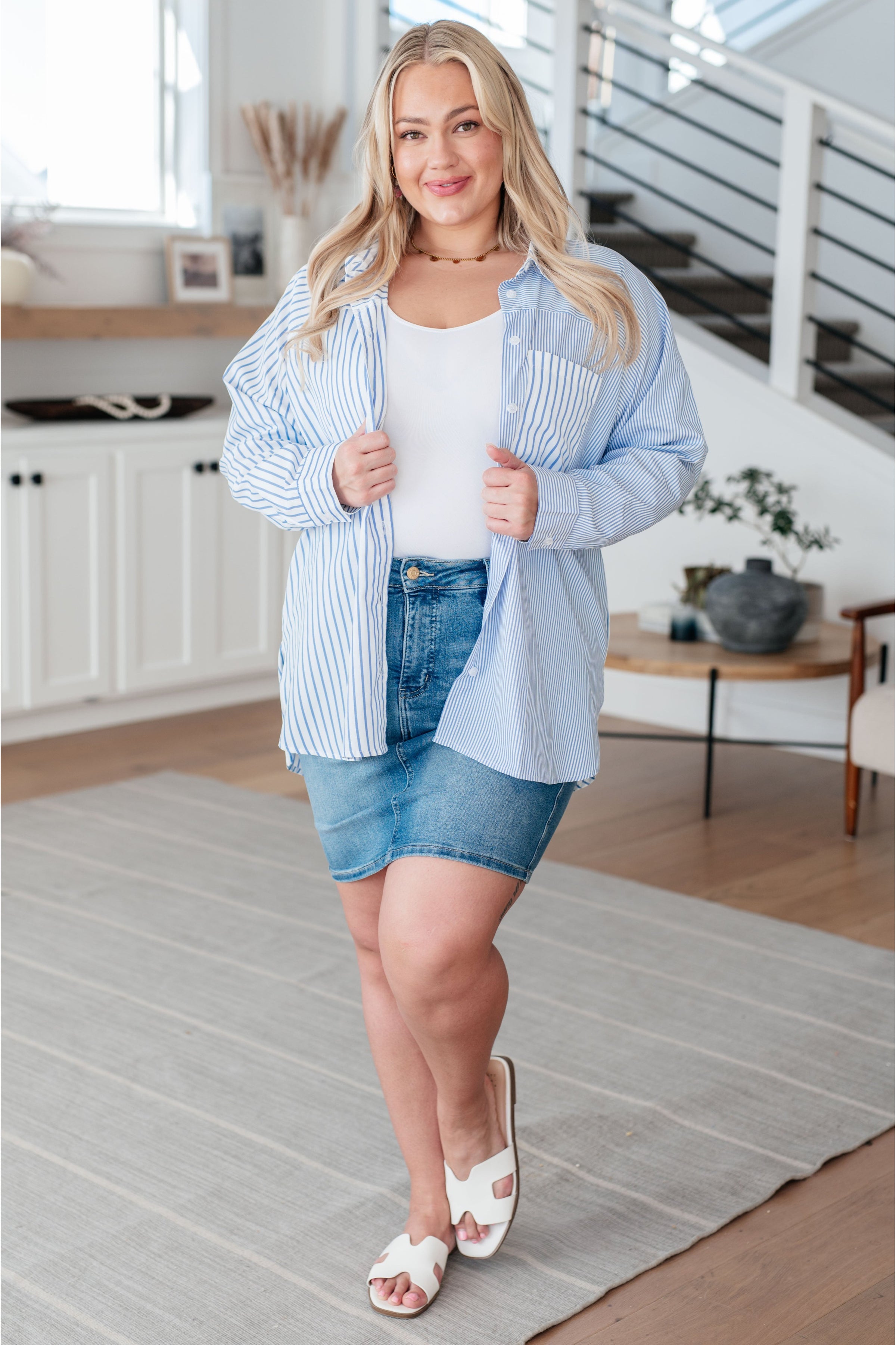 This or That Striped Button Down