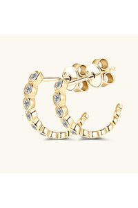 Inlaid Moissanite 925 Sterling Silver C-Hoop Earrings
