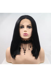 13*3" Lace Front Wigs Synthetic Mid-length Straight 12" 130% Density