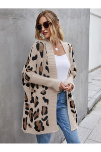 Angel Wings Leopard Pattern Fuzzy Cardigan
