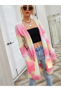 Angel Wings Full Size Pocketed Open Front Gradient Cardigan