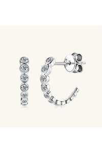 Inlaid Moissanite 925 Sterling Silver C-Hoop Earrings