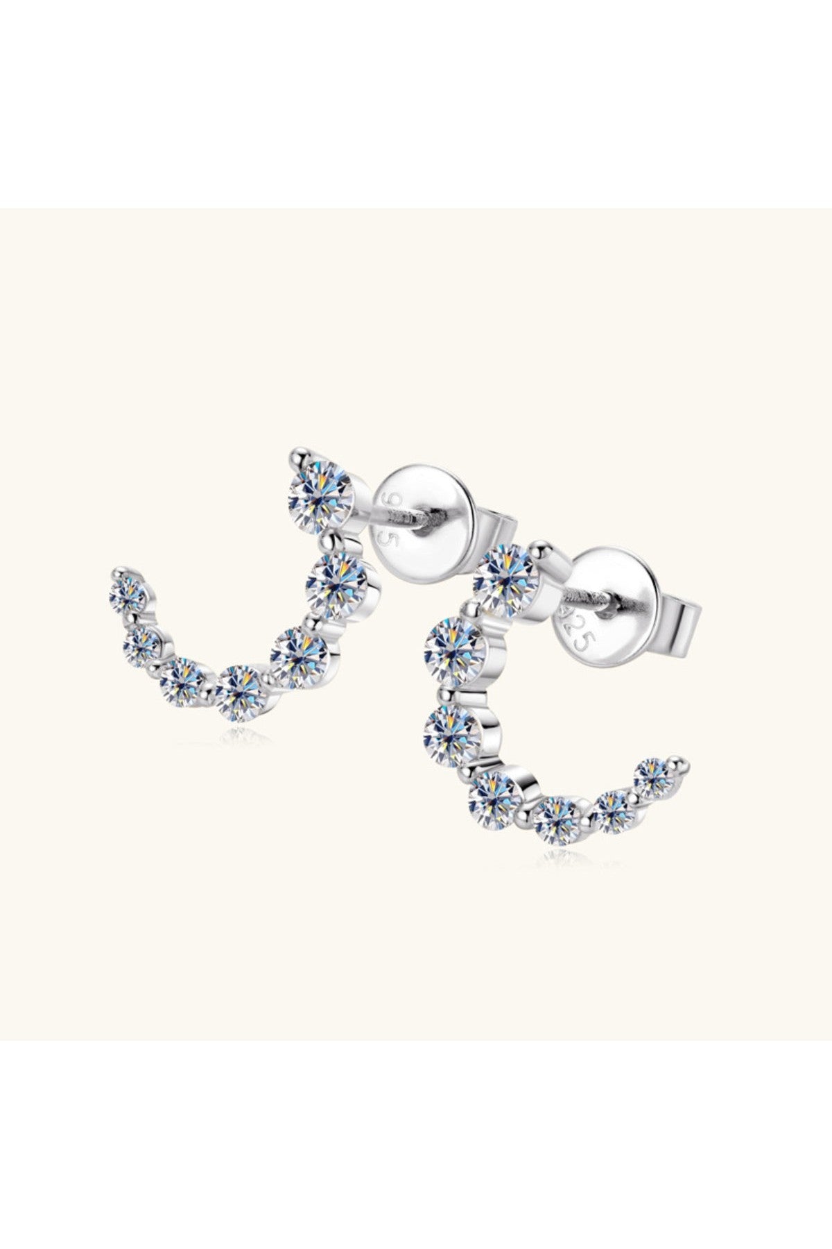 925 Sterling Silver Inlaid Moissanite Stud Earrings