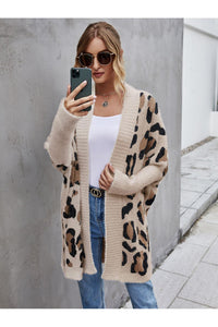 Angel Wings Leopard Pattern Fuzzy Cardigan