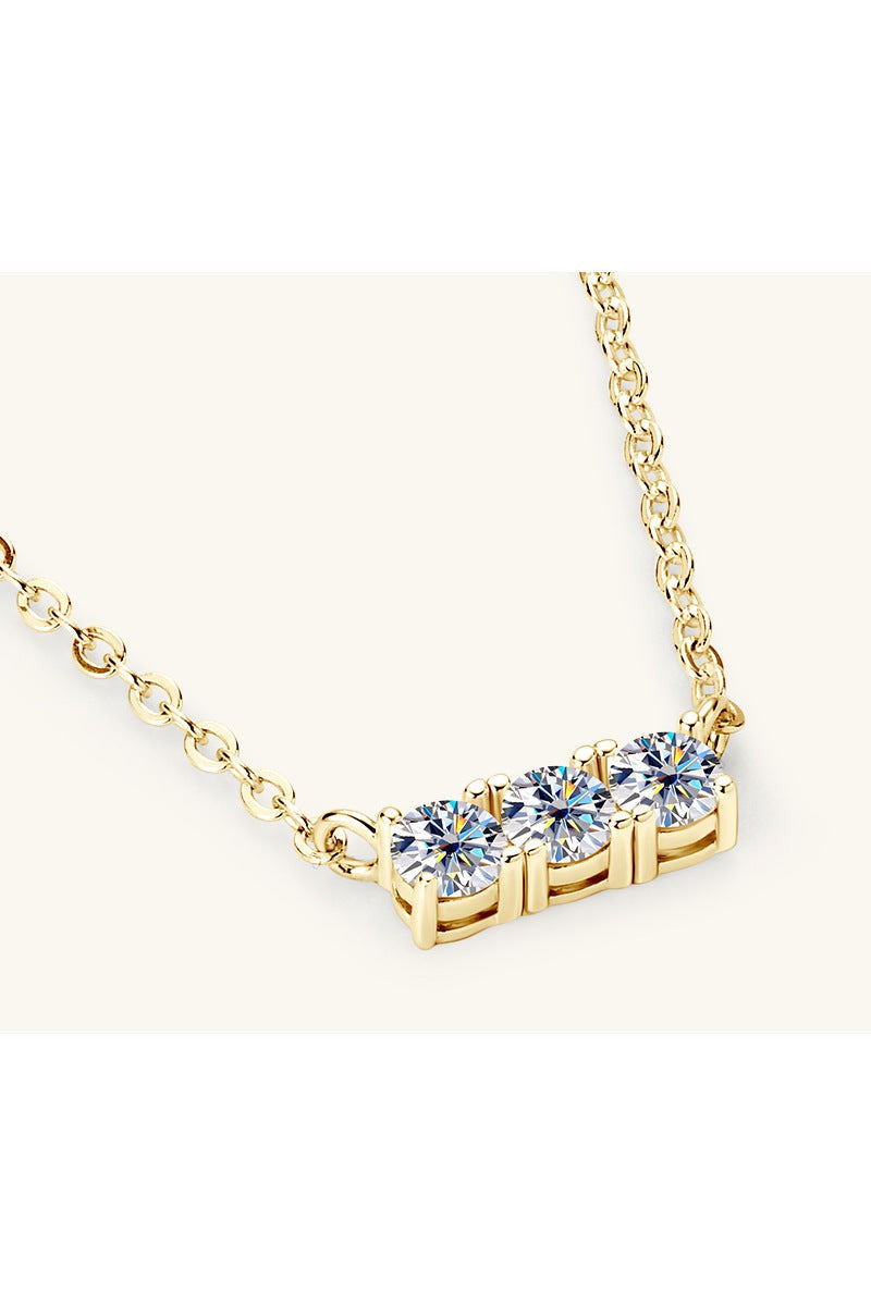 925 Sterling Silver Inlaid Moissanite Bar Necklace