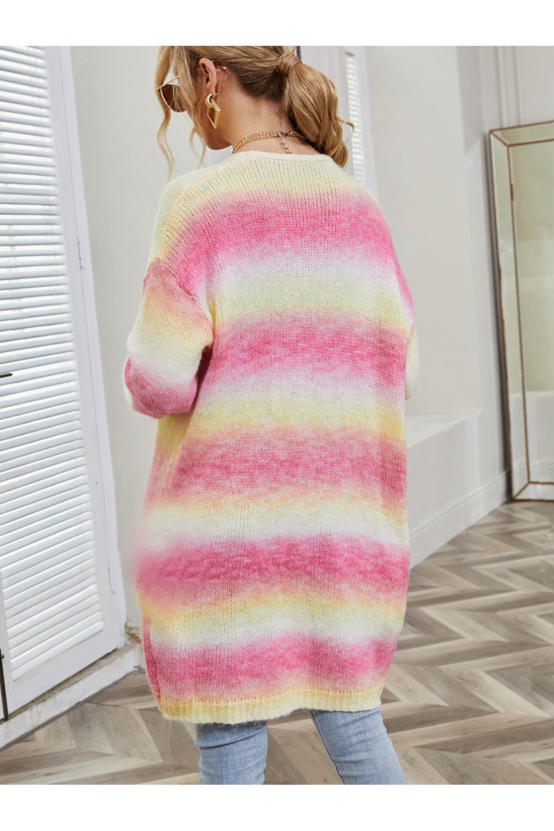 Angel Wings Full Size Pocketed Open Front Gradient Cardigan