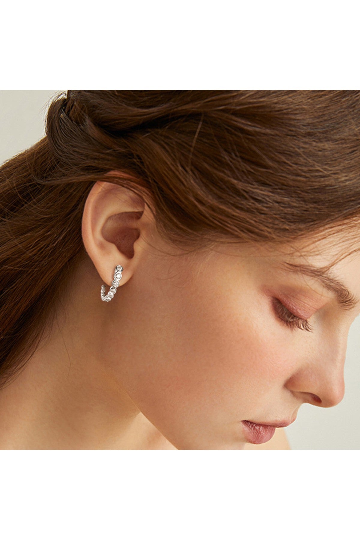Inlaid Moissanite 925 Sterling Silver C-Hoop Earrings