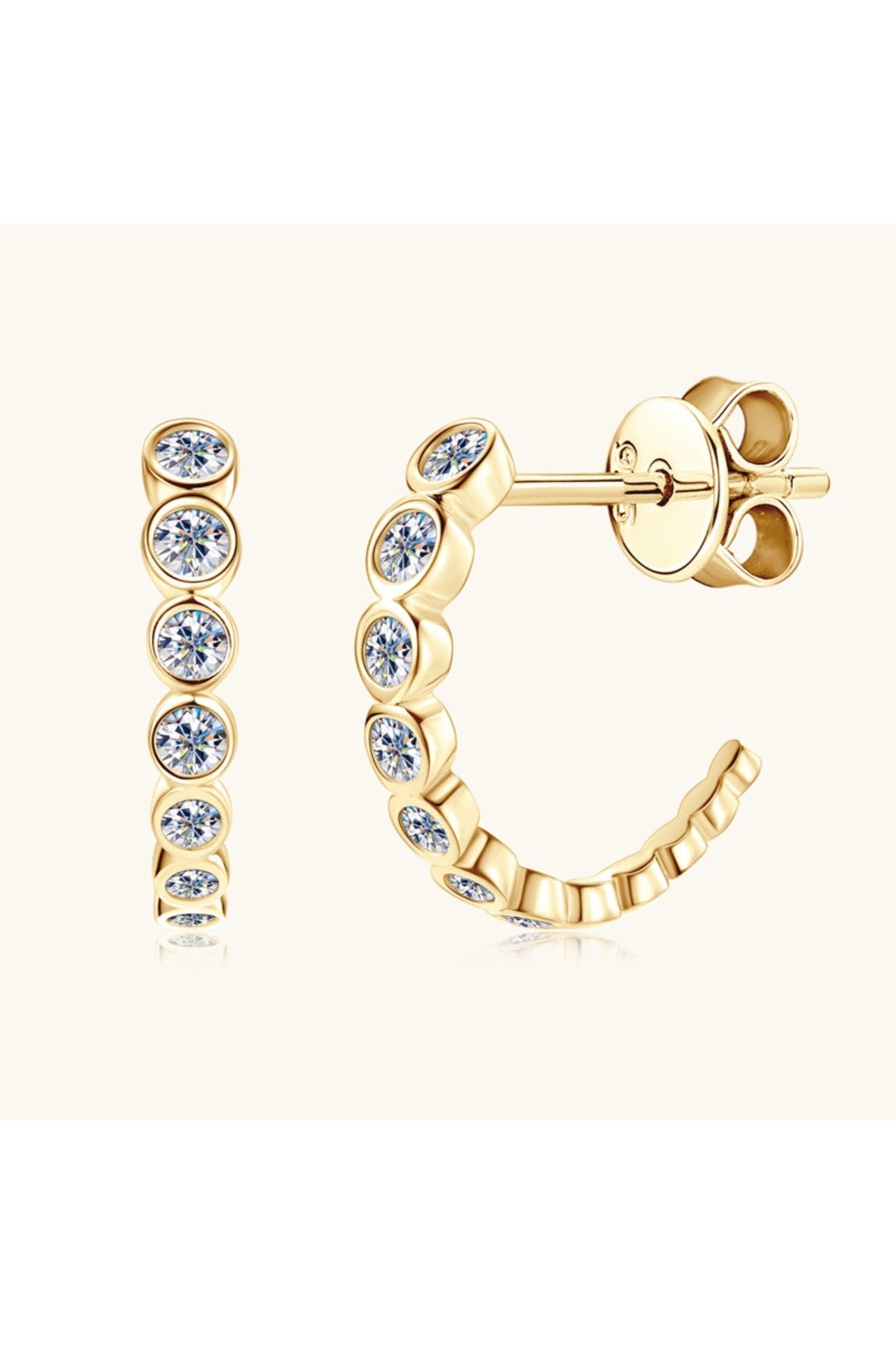 Inlaid Moissanite 925 Sterling Silver C-Hoop Earrings