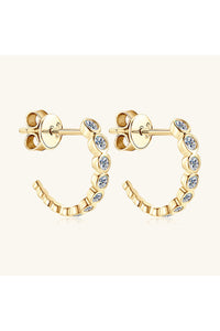 Inlaid Moissanite 925 Sterling Silver C-Hoop Earrings