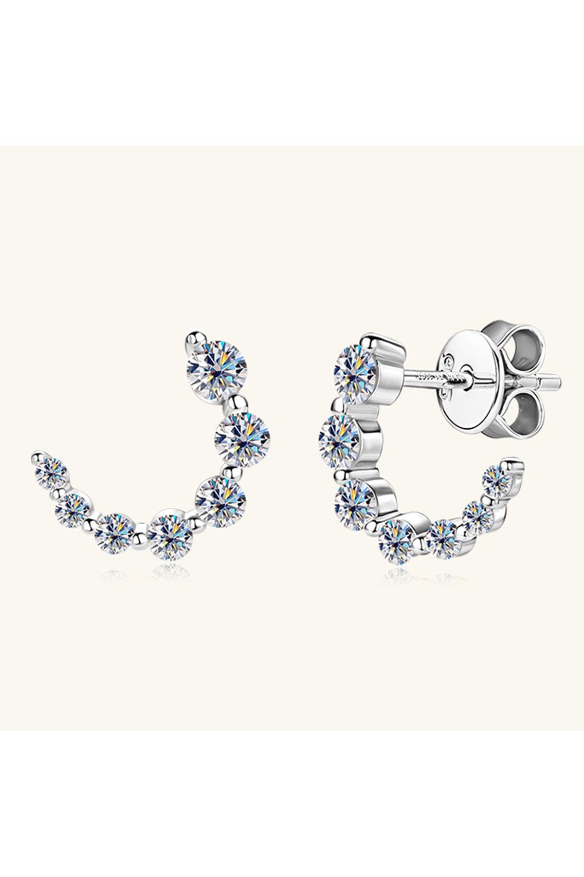 925 Sterling Silver Inlaid Moissanite Stud Earrings