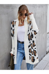 Angel Wings Leopard Pattern Fuzzy Cardigan