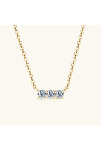 925 Sterling Silver Inlaid Moissanite Bar Necklace