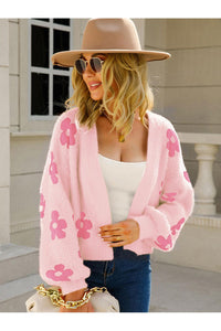 Angel Wings Flower Open Front Long Sleeve Cardigan