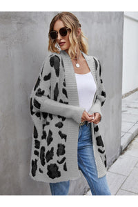 Angel Wings Leopard Pattern Fuzzy Cardigan