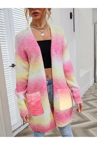 Angel Wings Full Size Pocketed Open Front Gradient Cardigan