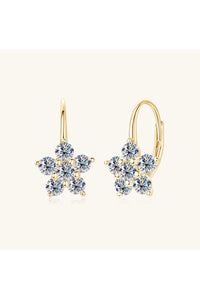 1.2 Carat 925 Sterling Silver Moissanite Flower Huggie Earrings