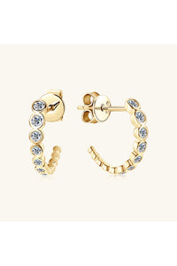 Inlaid Moissanite 925 Sterling Silver C-Hoop Earrings