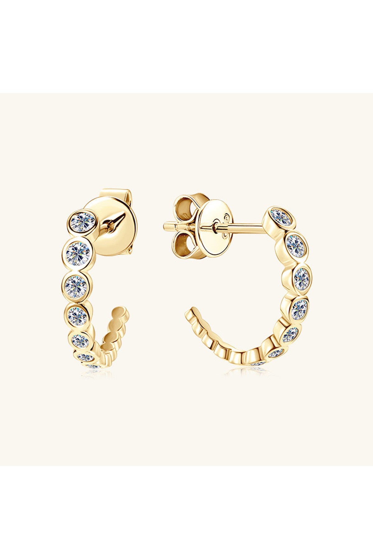 Inlaid Moissanite 925 Sterling Silver C-Hoop Earrings