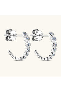 Inlaid Moissanite 925 Sterling Silver C-Hoop Earrings