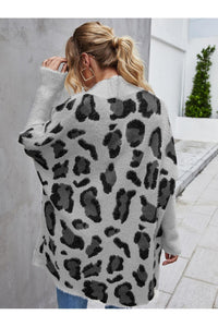 Angel Wings Leopard Pattern Fuzzy Cardigan