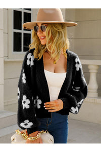 Angel Wings Flower Open Front Long Sleeve Cardigan