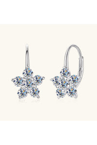 1.2 Carat 925 Sterling Silver Moissanite Flower Huggie Earrings