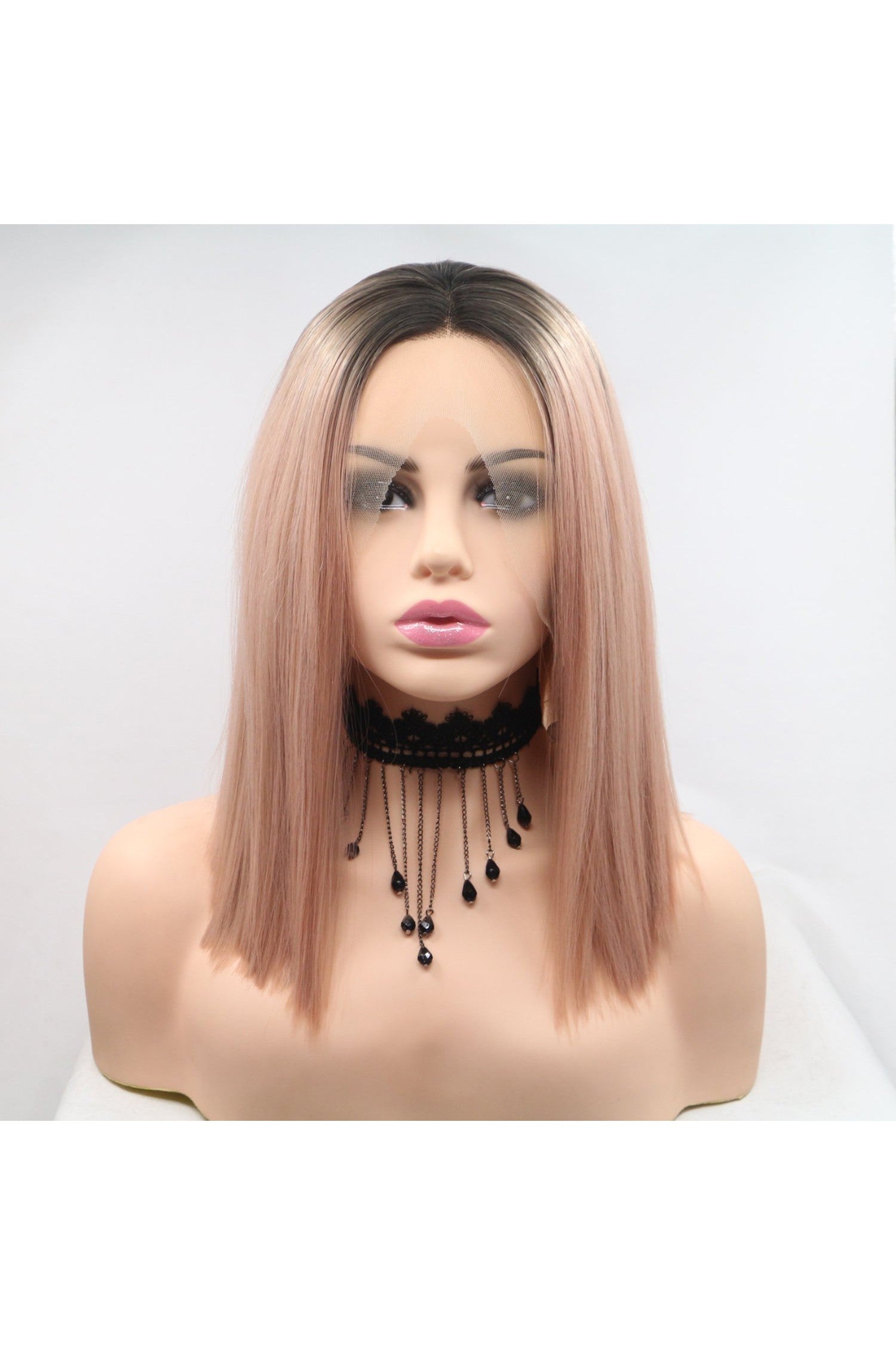 13*3" Lace Front Wigs Synthetic Mid-length Straight 12" 130% Density