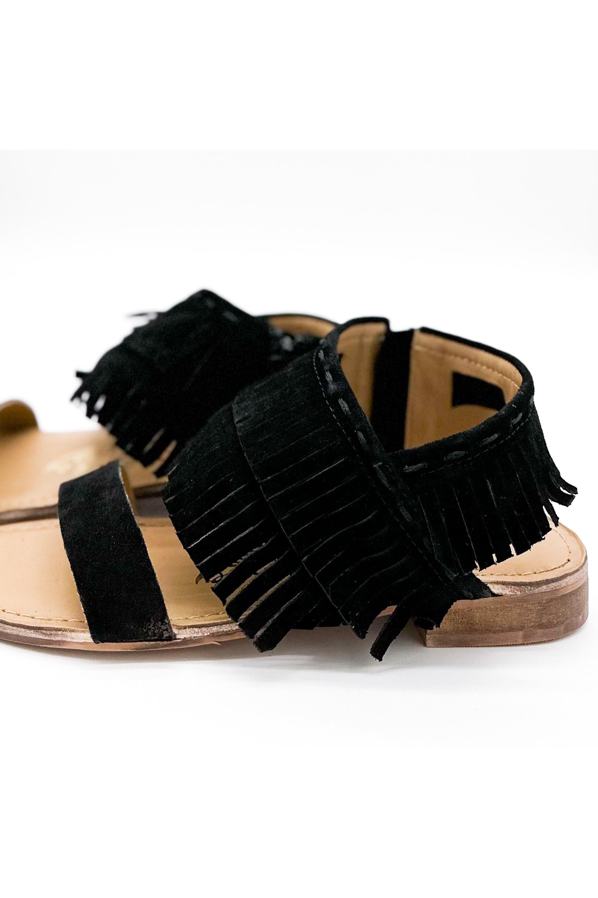 Fringe Star Sandal in Black