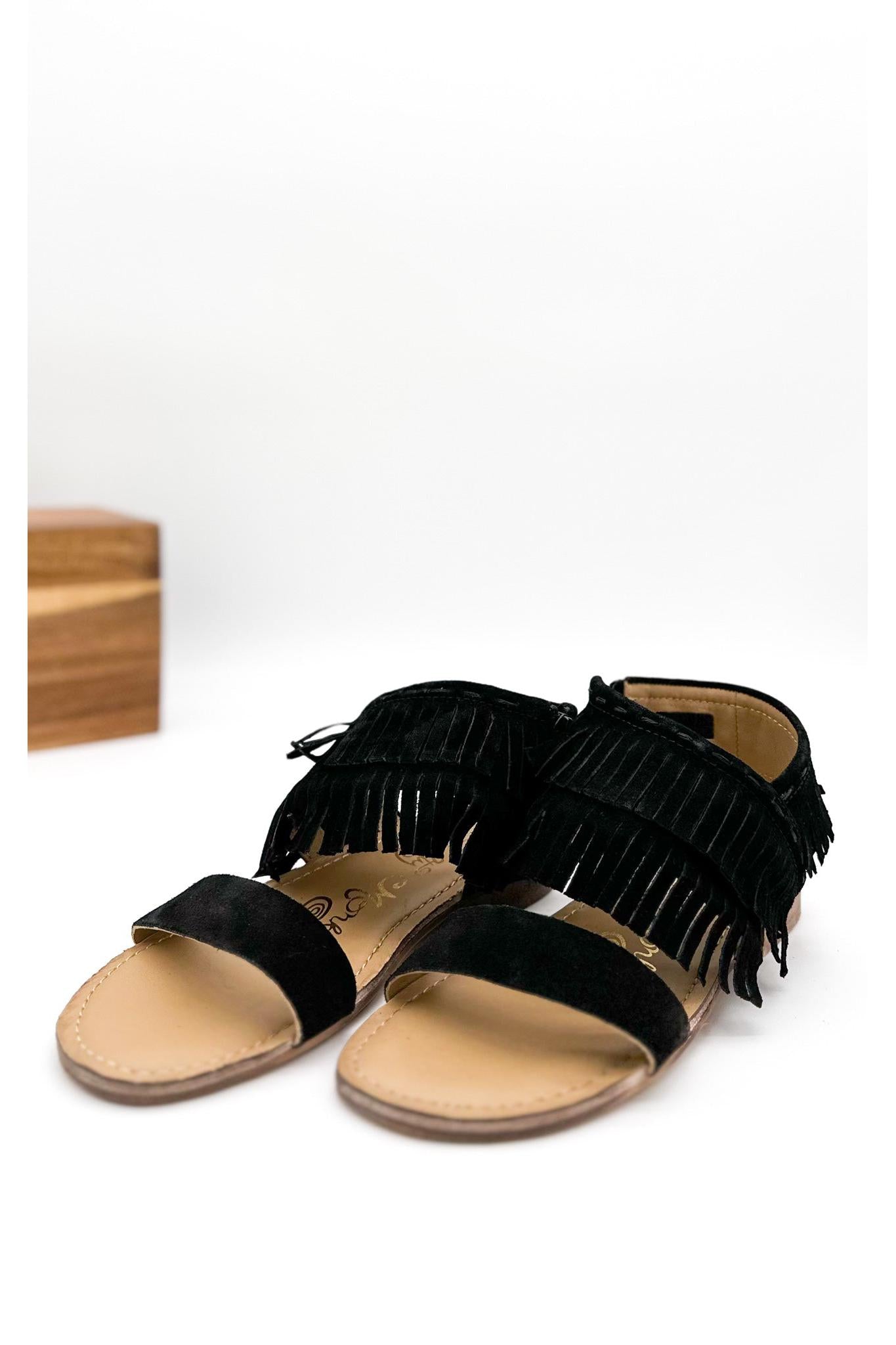 Fringe Star Sandal in Black