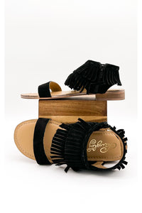 Fringe Star Sandal in Black