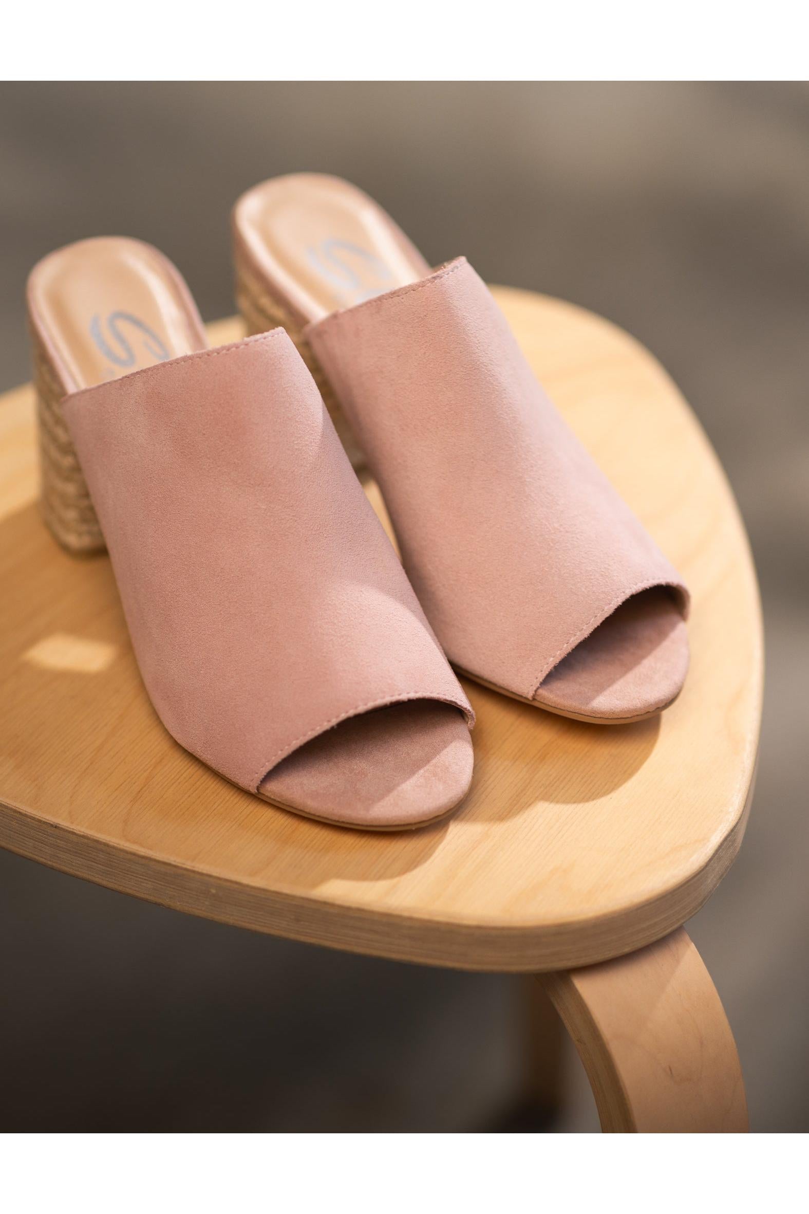 Helena Heeled Sandal in Blush Suede