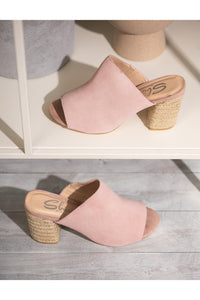 Helena Heeled Sandal in Blush Suede