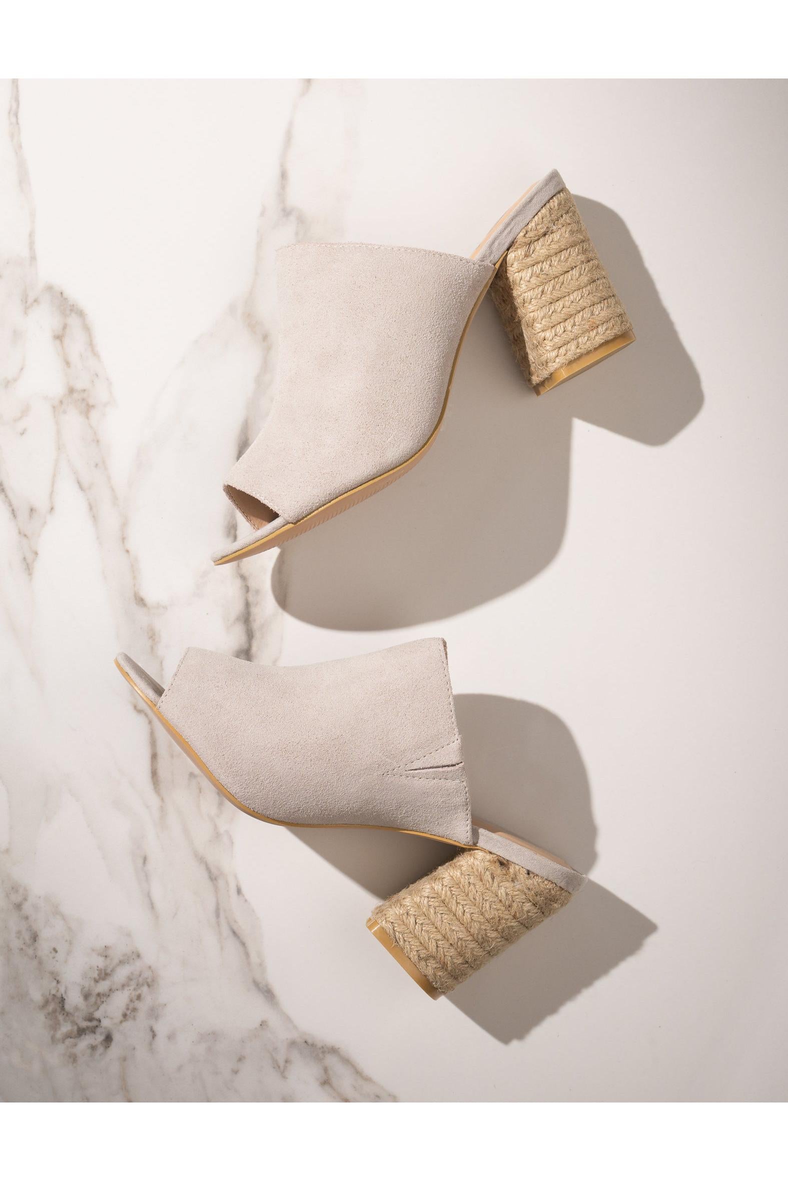 Helena Heeled Sandal in Ice Suede