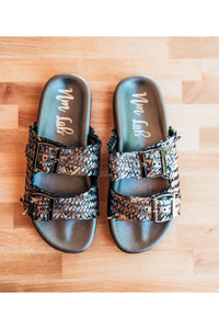 Intertwine Dual Woven Strap Slide in Pewter