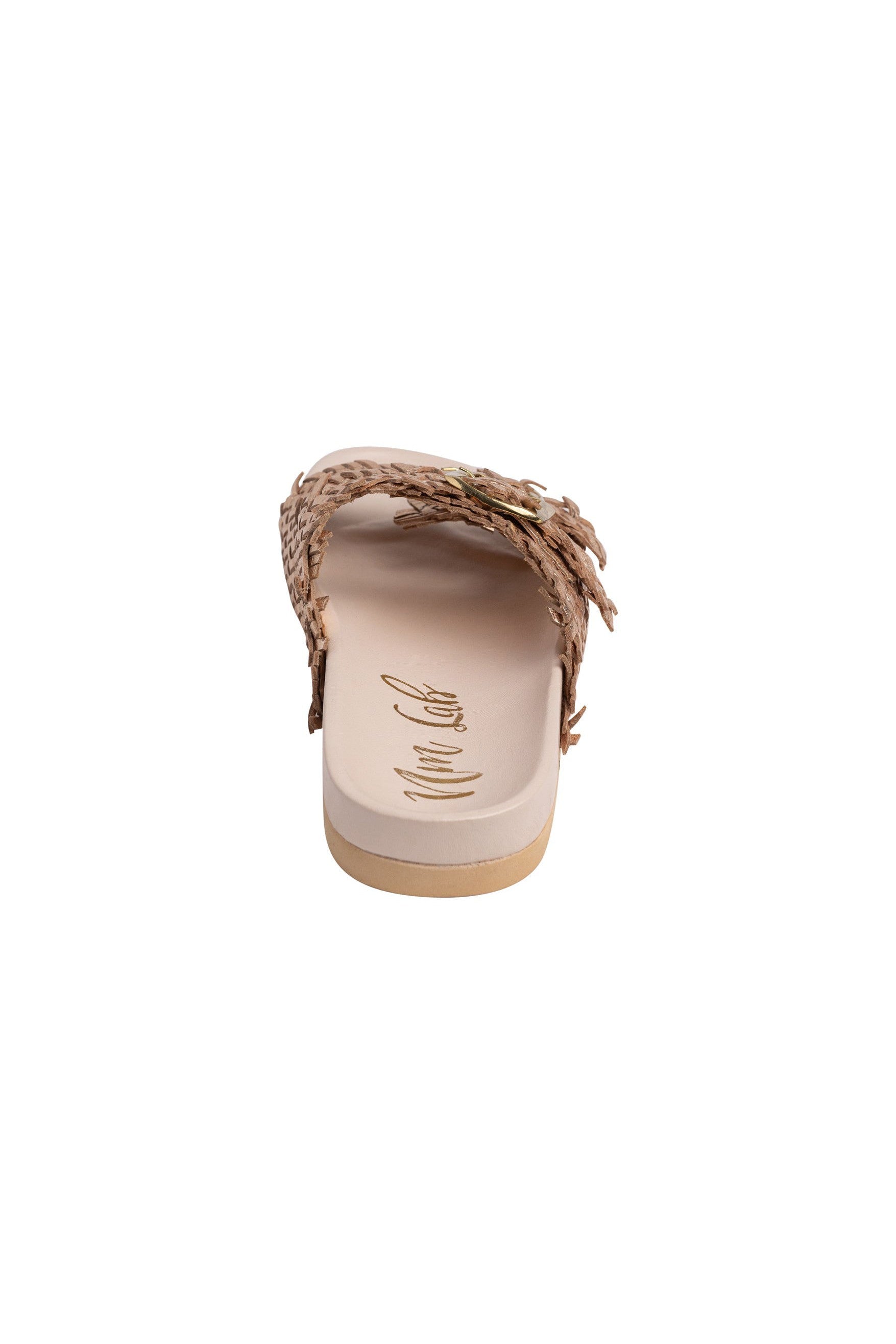 Intertwine Dual Woven Strap Slide in Champagne