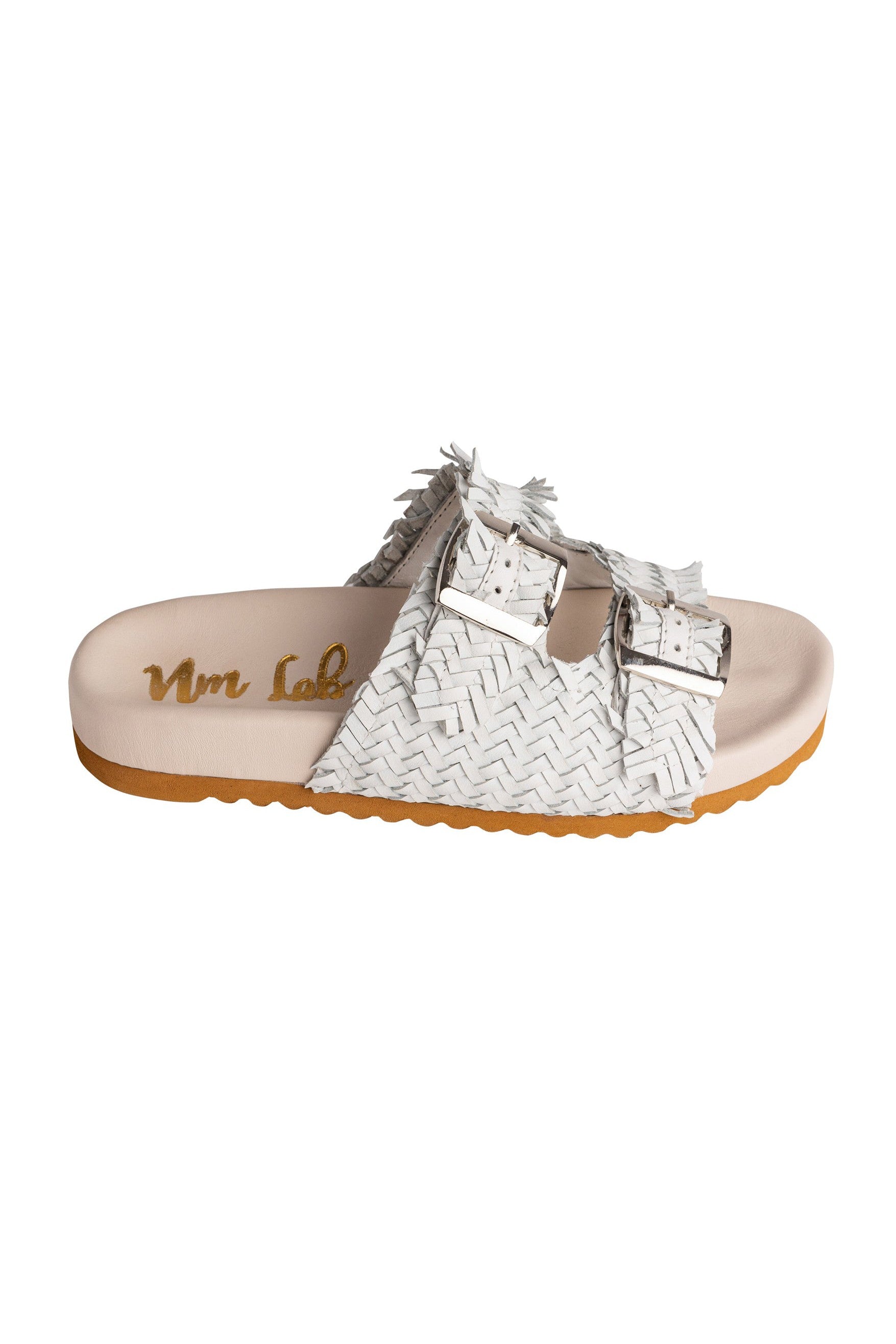 Intertwine Dual Woven Strap Slide in White