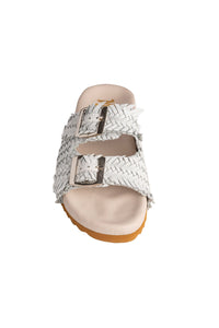 Intertwine Dual Woven Strap Slide in White