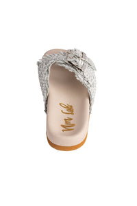 Intertwine Dual Woven Strap Slide in White