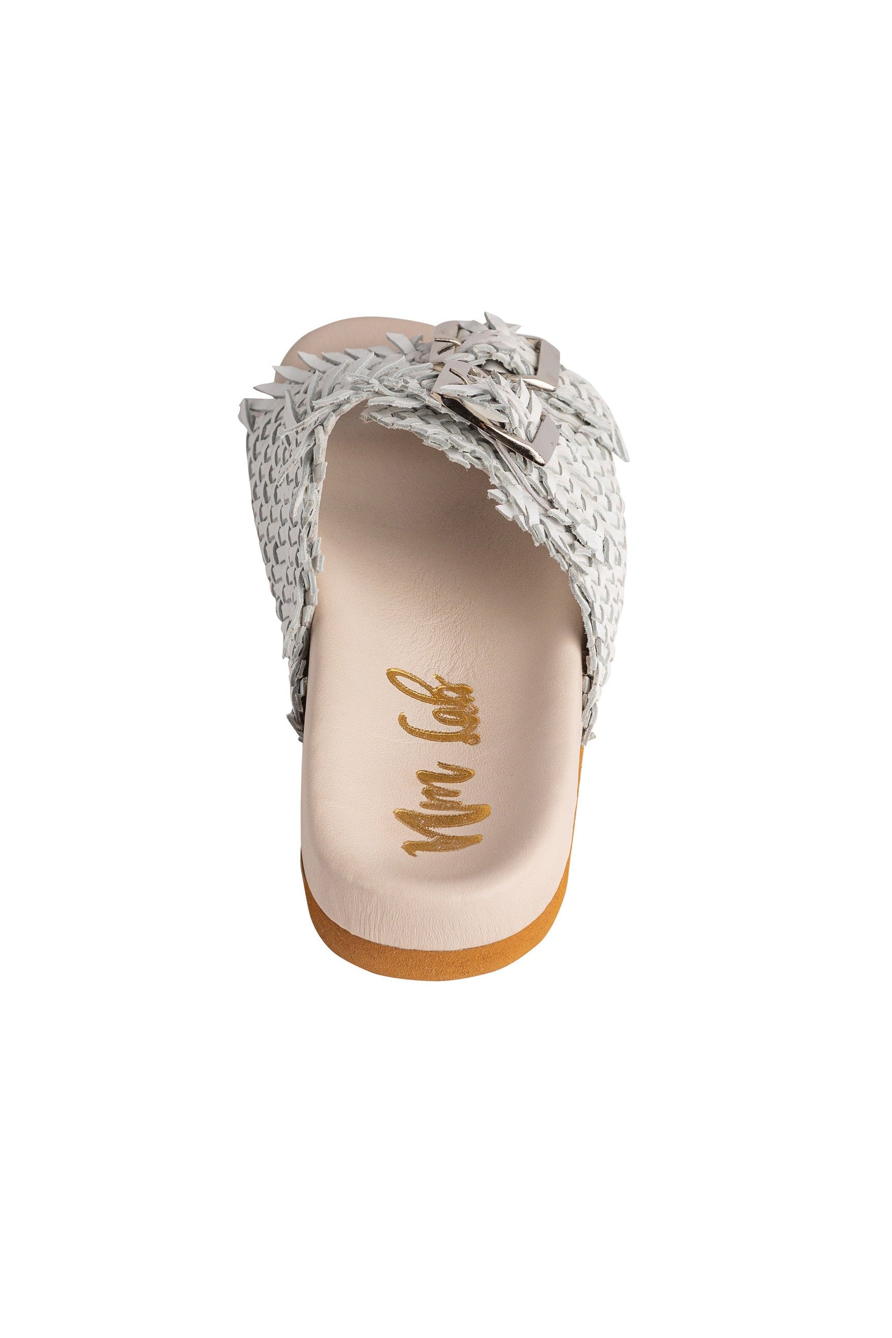 Intertwine Dual Woven Strap Slide in White