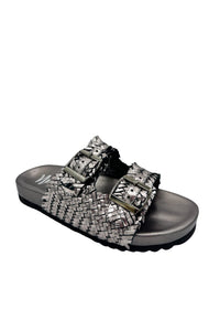 Intertwine Dual Woven Strap Slide in Pewter