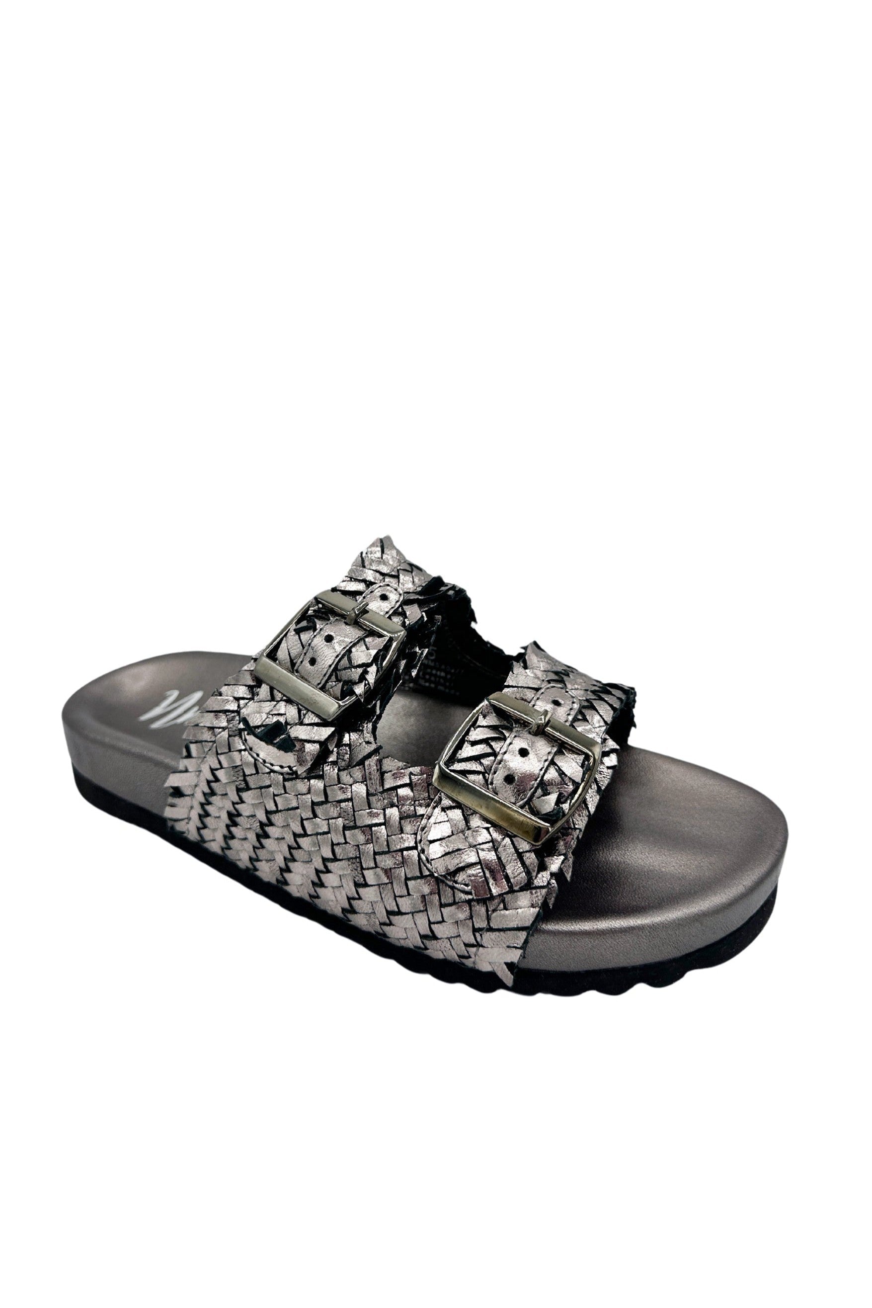 Intertwine Dual Woven Strap Slide in Pewter