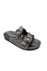 Intertwine Dual Woven Strap Slide in Pewter