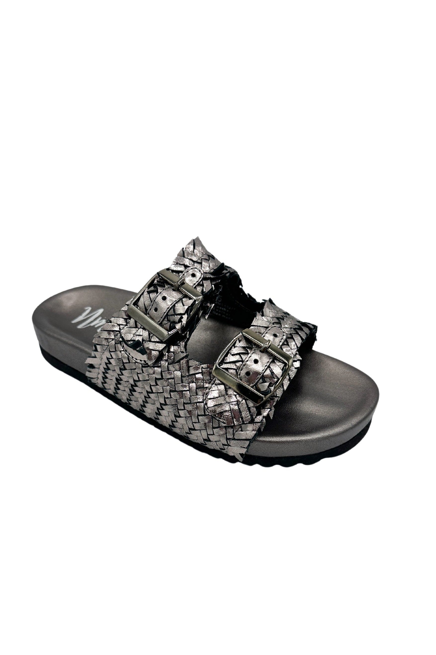 Intertwine Dual Woven Strap Slide in Pewter