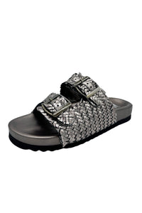 Intertwine Dual Woven Strap Slide in Pewter
