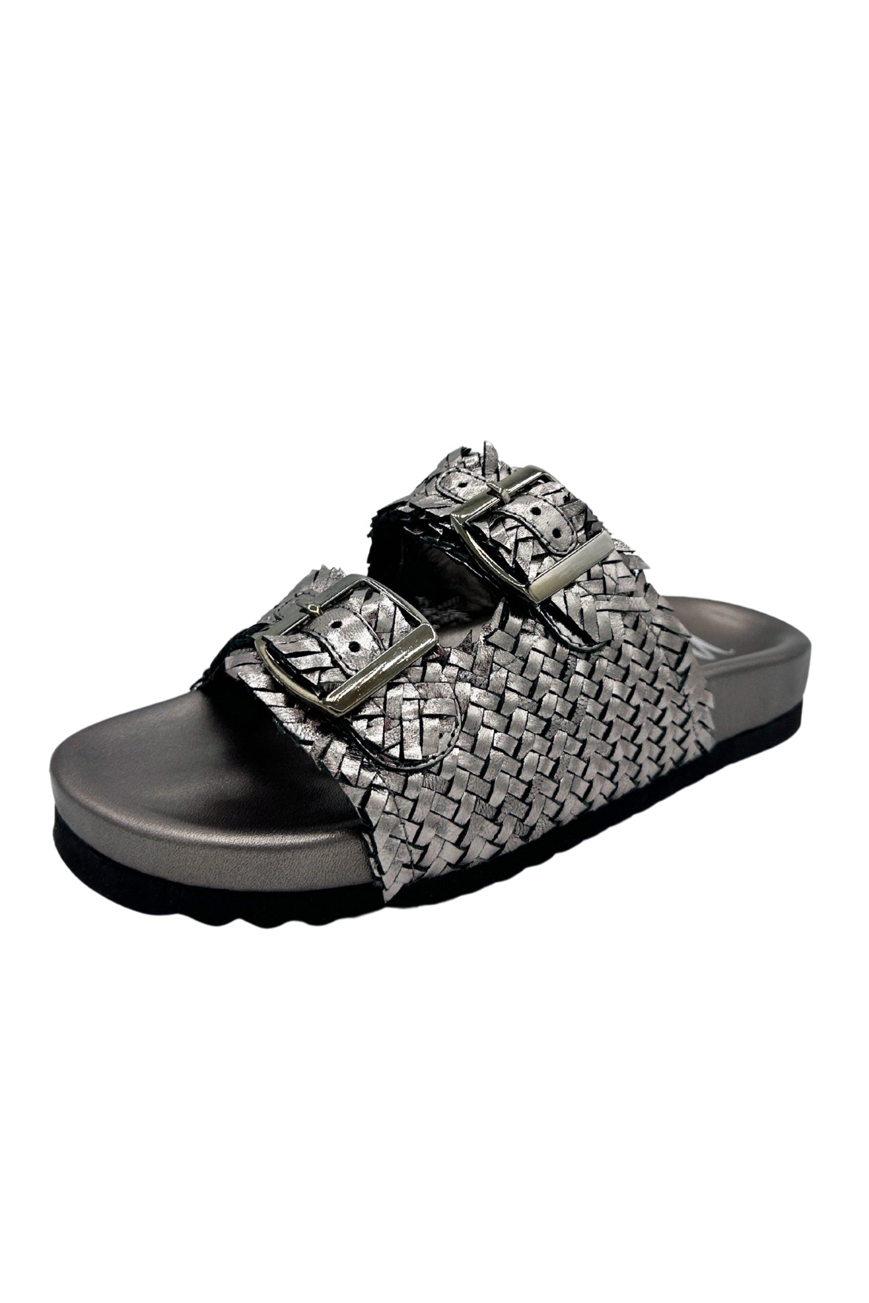 Intertwine Dual Woven Strap Slide in Pewter