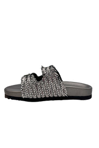 Intertwine Dual Woven Strap Slide in Pewter